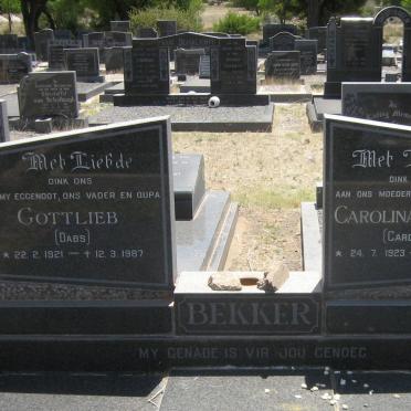 BEKKER Gottlieb 1921-1987 &amp; Carolina Margaretha 1923-2007