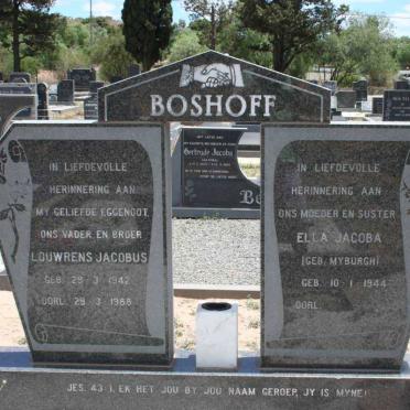 BOSHOFF Louwrens Jacobus 1942-1988 &amp; Ella Jacoba MYBURGH 1944-