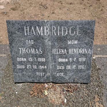HAMBRIDGE Thomas 1888-1944 &amp; Helena Hendrina 1891-1961