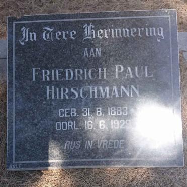 HIRSCHMANN Friedrich Paul 1883-1929
