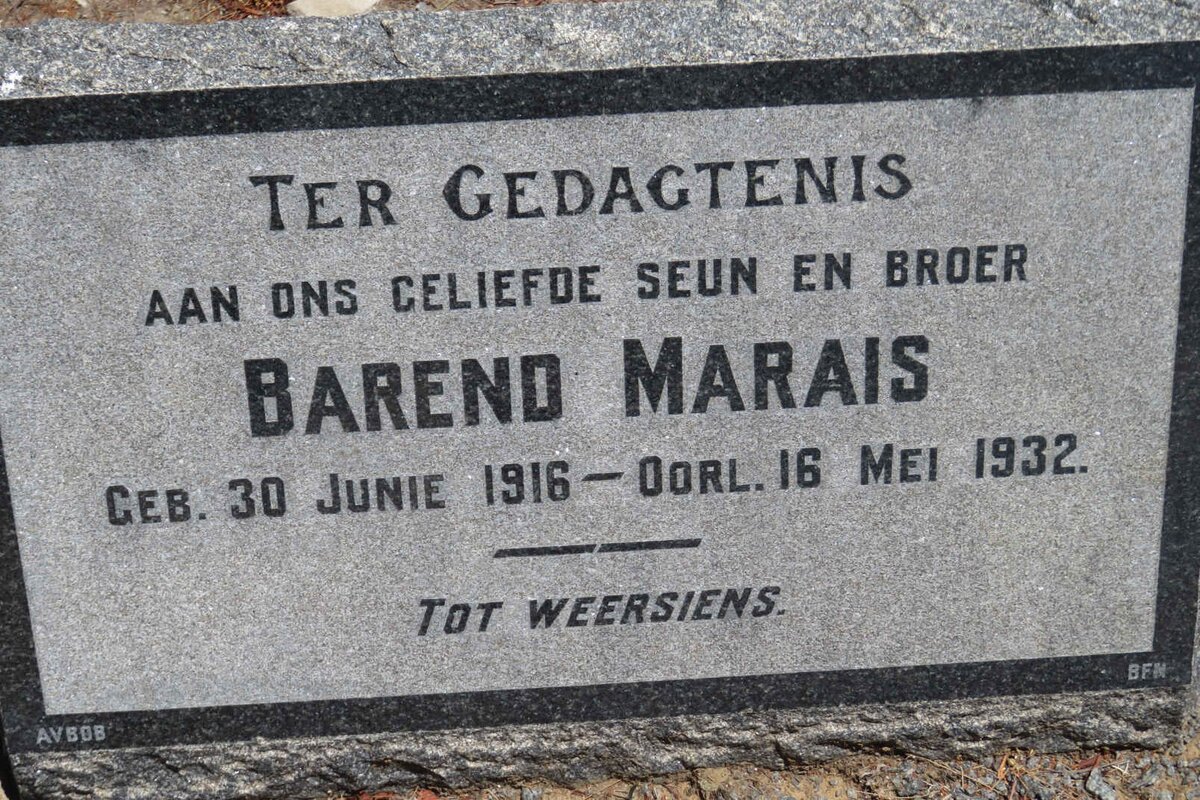 MARAIS Barend 1916-1932