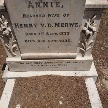 MERWE Annie, v.d. 1873-1928