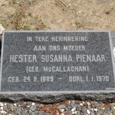PIENAAR Hester Susanna nee McCALLAGHAN 1889-1970