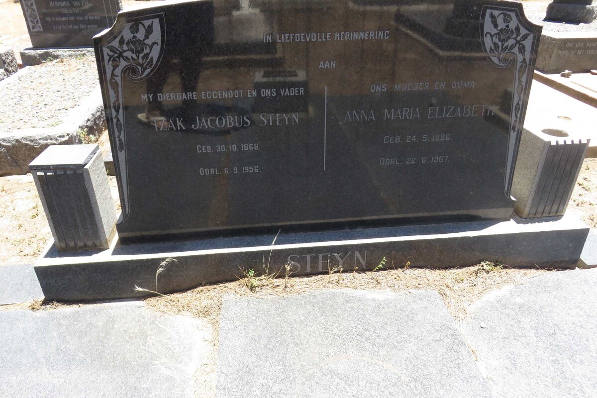 STEYN Izak Jacobus 1868-1956 &amp; Anna Maria Elizabeth 1886-1967