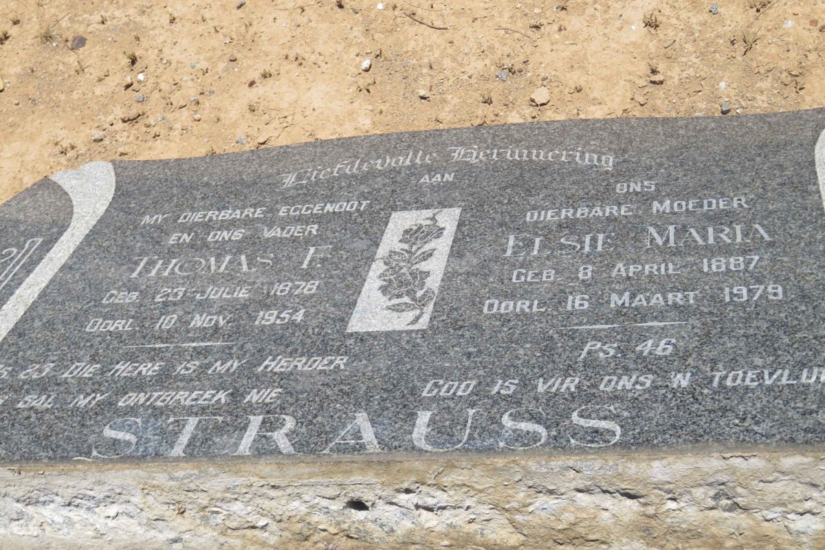 STRAUSS Thomas F. 1878-1954 &amp; Elsie Maria 1887-1979