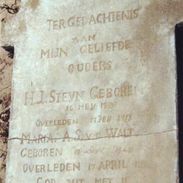 STEYN H.J. 183?-1913 &amp; Maria A.S. V.D. WALT 1845-19??