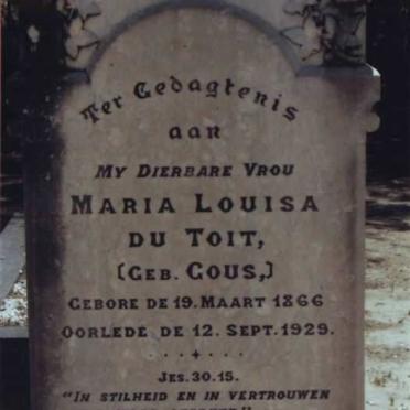 TOIT Maria Louisa, du nee GOUS 1866-1929
