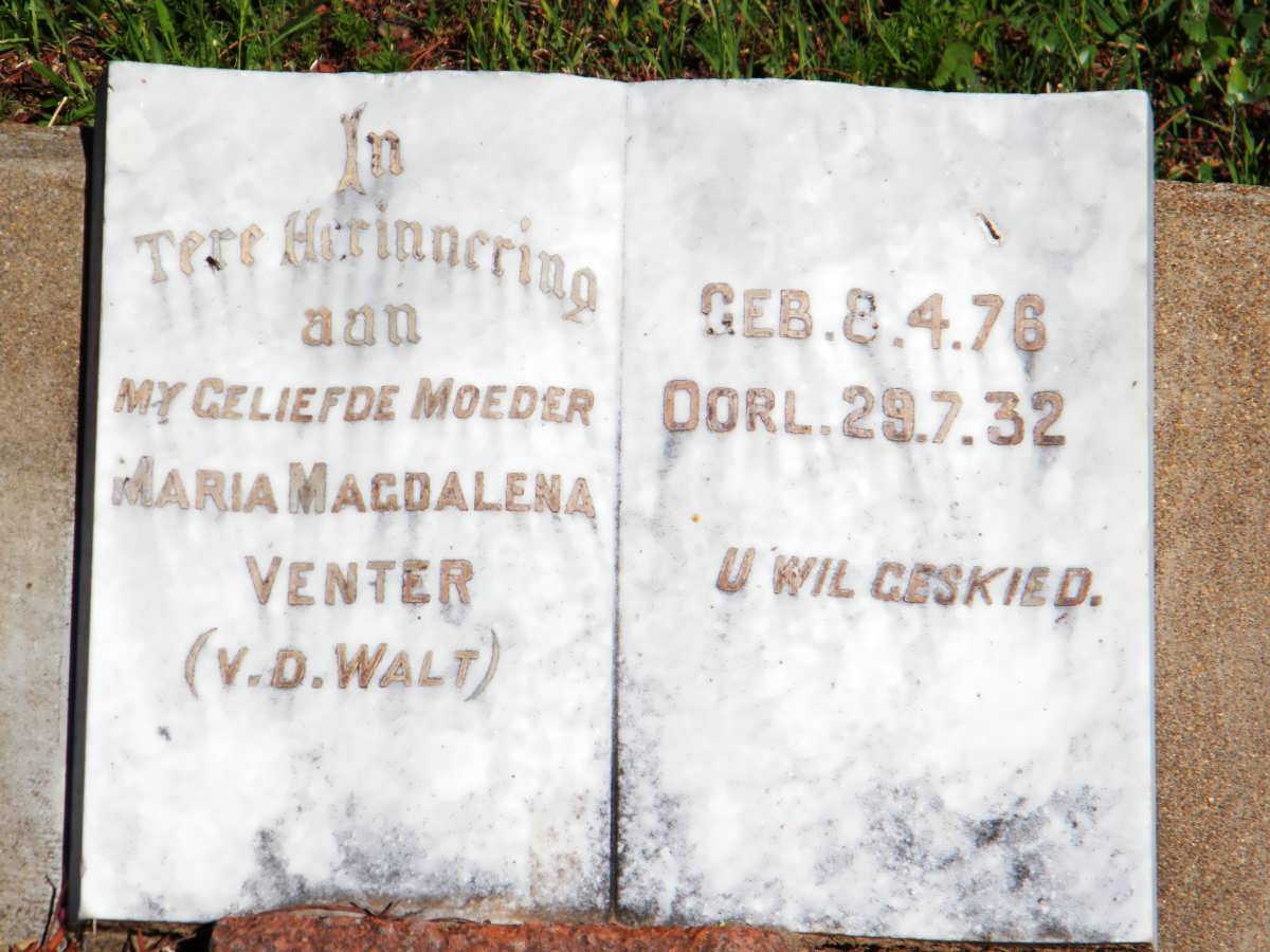 VENTER Maria Magdalena nee V.D.WALT 1876-1932