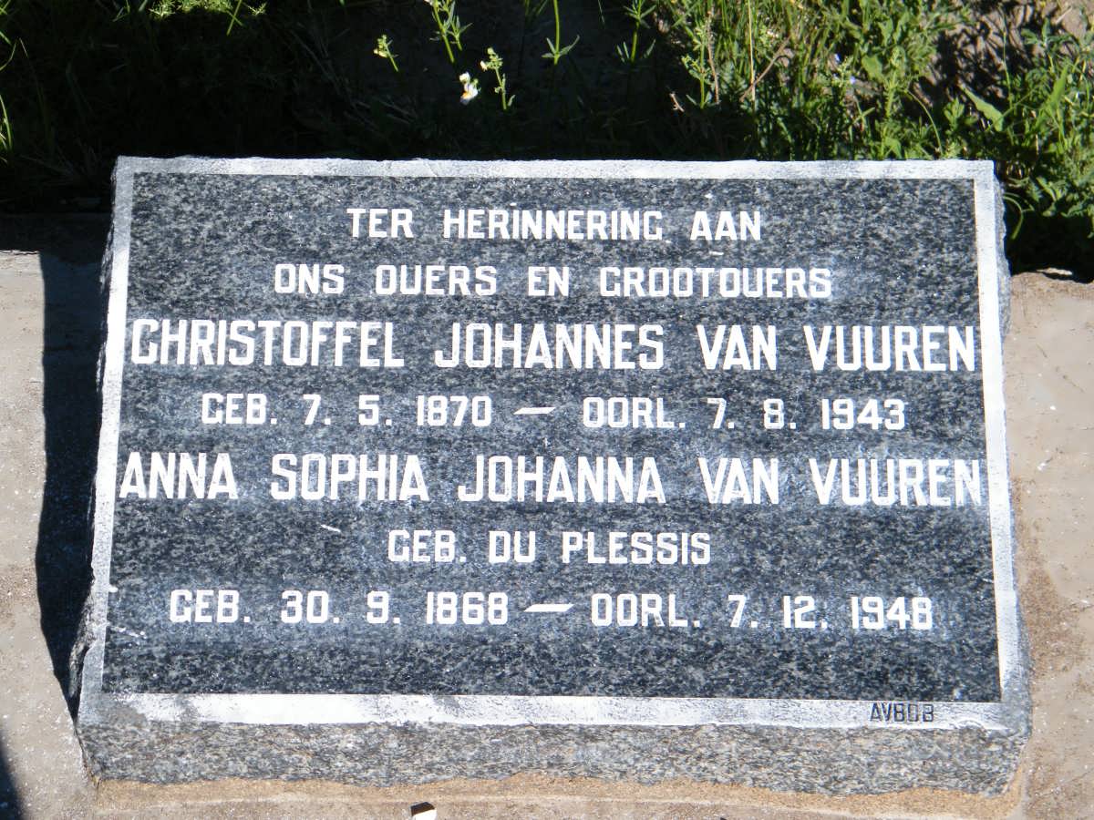 VUUREN Christoffel Johannes, van 1870-1943 &amp; Anna Sophia Johanna DU PLESSIS 1868-1948