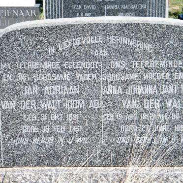 WALT Jan Adriaan, van der 1891-1961 &amp; Anna Johanna DU PLESSIS 1892-1983