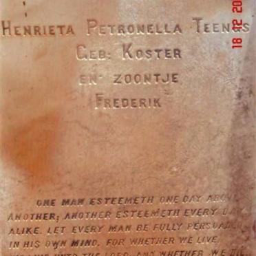 TEENGS Henrieta Petronella nee KOSTER :: TEENGS Frederik
