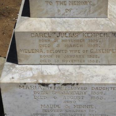 KEMPER Carel Julius 1806-1887 &amp; Helena 1822-1882  :: KEMPER Maria 1854-1883 :: KEMPER Maude :: KEMPER Minnie