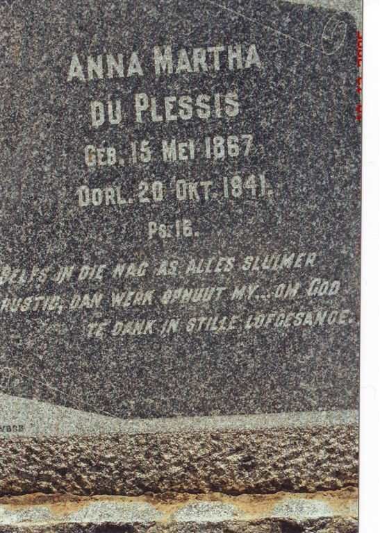 PLESSIS Anna Martha, du 1867-1941
