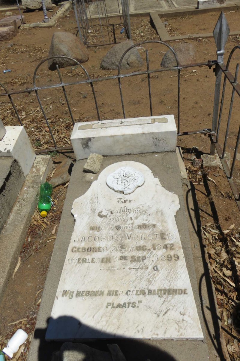 VORSTER Jacobus 1842-1899