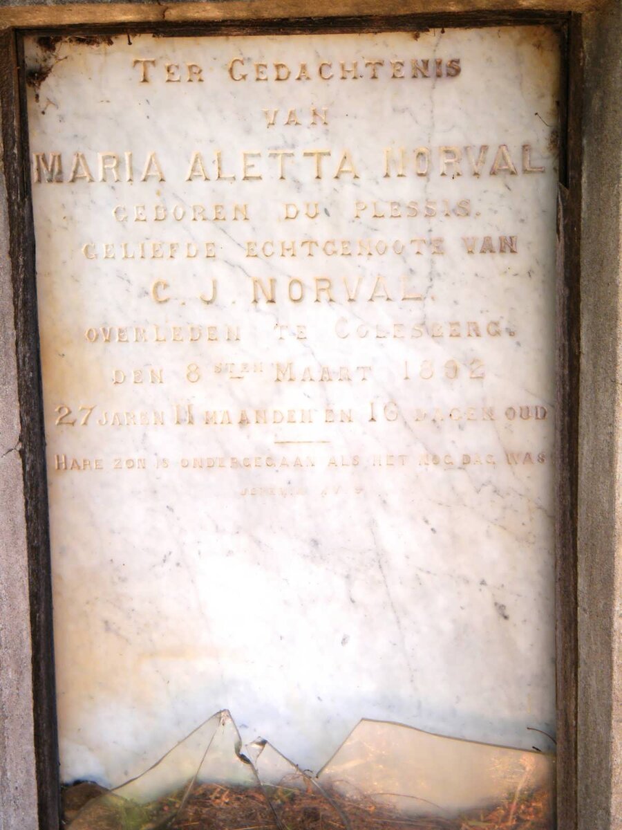 NORVAL Maria Aletta nee DU PLESSIS -1892