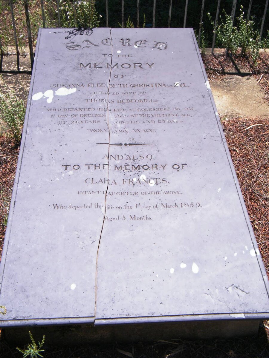 BEDFORD Susanna Elizabeth Christina nee VAN ZYL -1868 :: BEDFORD Clara Frances -1859