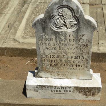 BRADFIELD John -1890 &amp; Eliza Sophia ARNOT -1917 :: ARNOT Janet -1884