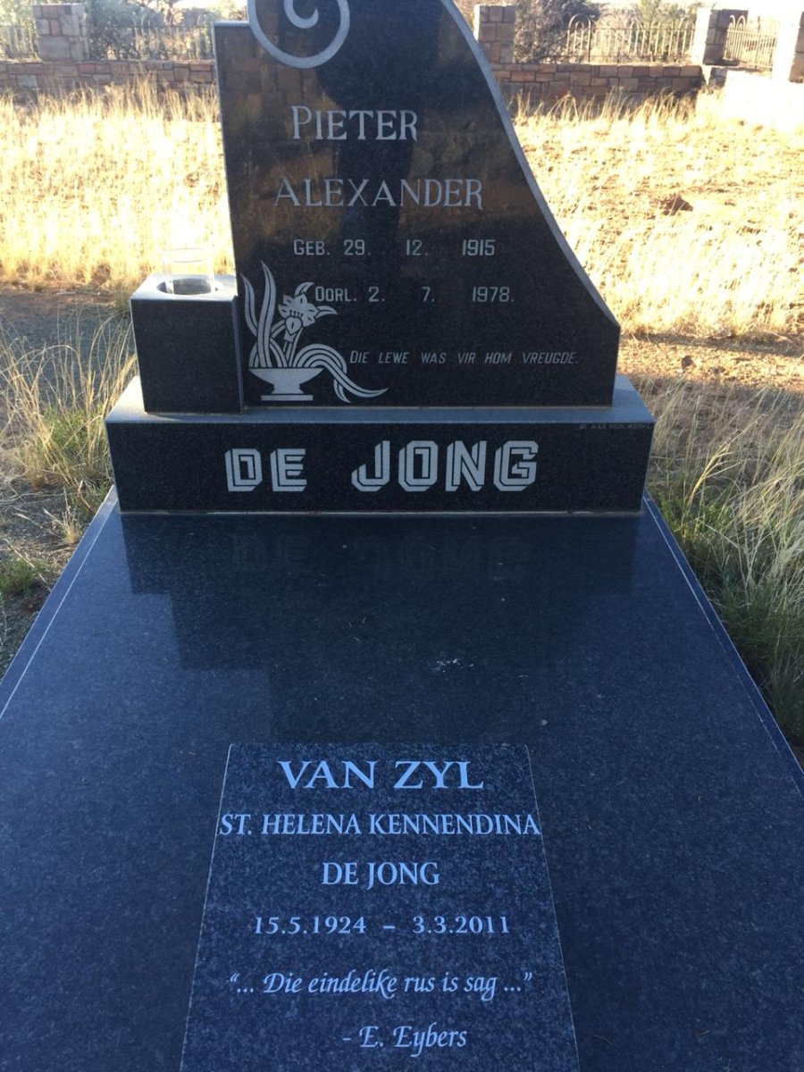 JONG Pieter Alexander, de 1915-1978 :: VAN ZYL St. Helena Kennendina, DE JONG 1924-2011