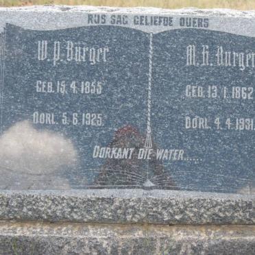 BURGER W.P. 1855-1925 &amp; M.H. 1862-1931