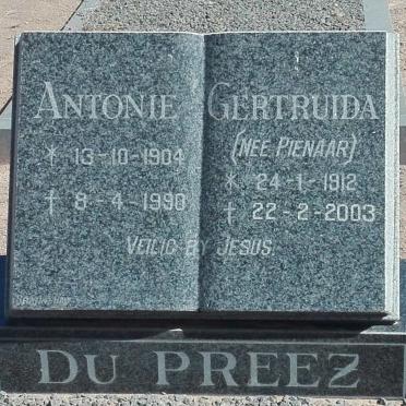 PREEZ Antonie, du 1904-1990 &amp; Gertruida PIENAAR 1912-2003