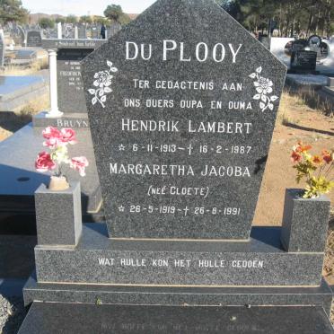 PLOOY Hendrik Lambert, du 1913-1987 &amp; Margaretha Jacoba CLOETE 1919-1991