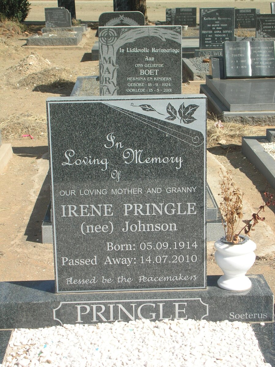 PRINGLE Irene nee JOHNSON 1914-2010