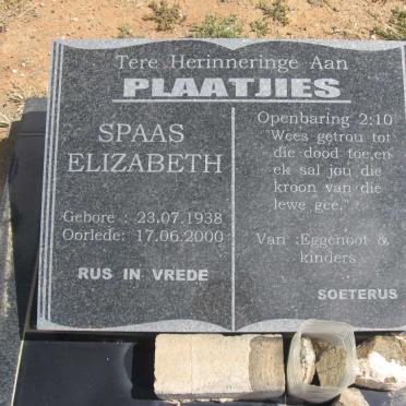 PLAATJIES Spaas Elizabeth 1938-2000