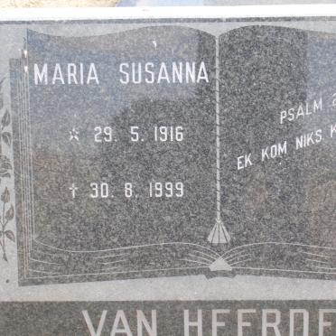 HEERDEN Maria Susanna, van 1916-1999