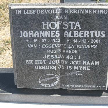 HOFSTA Johannes Albertus 1943-2001