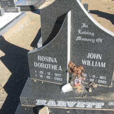 HARVETT John William 1911-2003 &amp; Rosina Dorothea 1917-2003