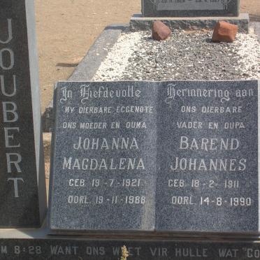 JOUBERT Barend Johannes 1911-1990 &amp; Johanna Magdalena 1921-1988