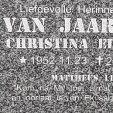 JAARSVELD Christina Elizabeth, van 1952-2016