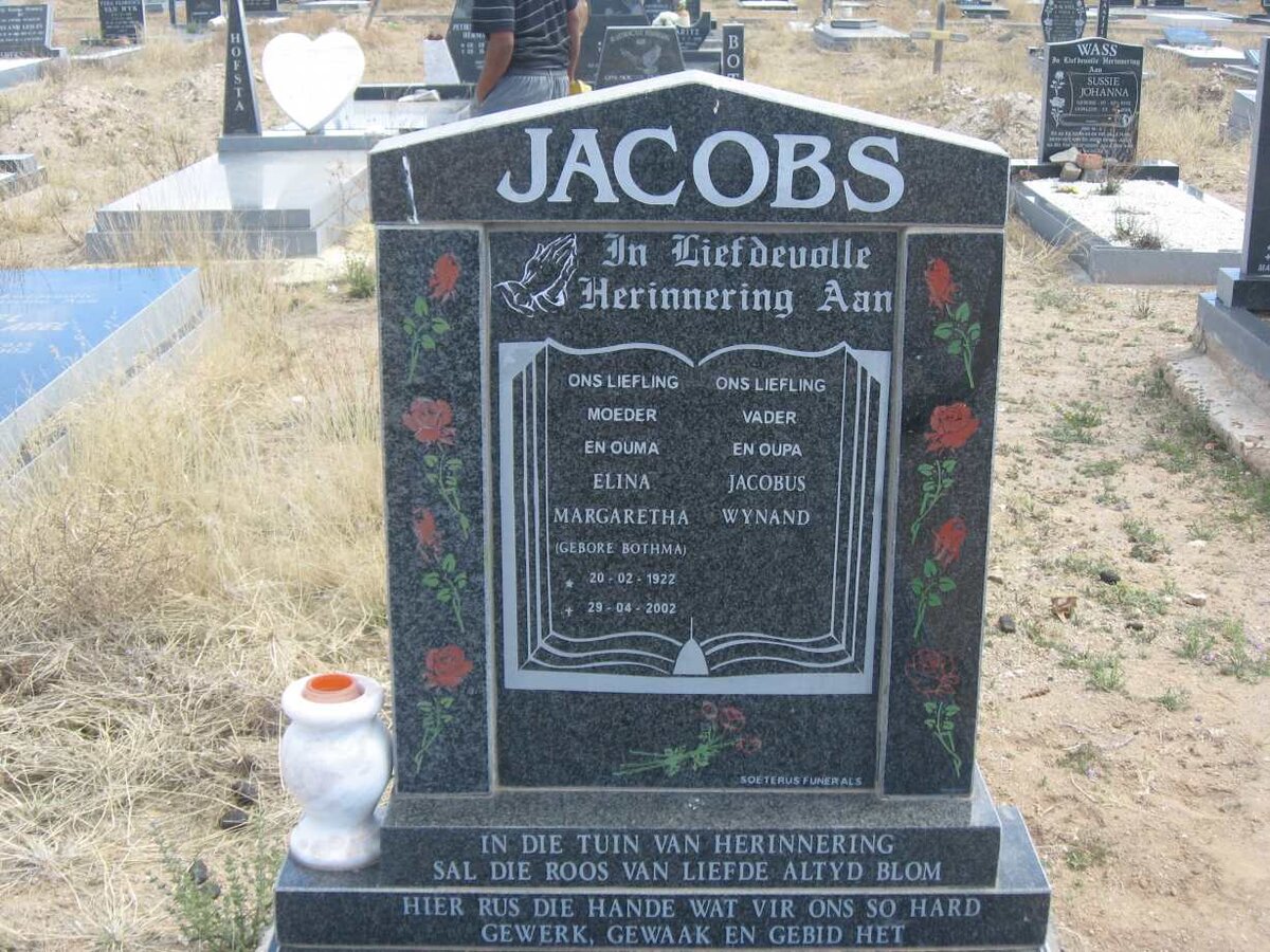 JACOBS Jacobus Wynand &amp; Elina Margaretha BOTHMA 1922-2002