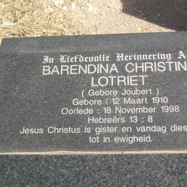 LOTRIET Barendina Christina nee JOUBERT 1910-1998