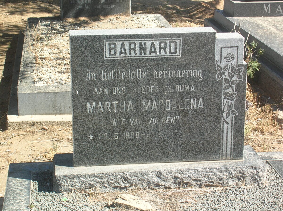 BARNARD Martha Magdalena nee VAN VUUREN 1908-