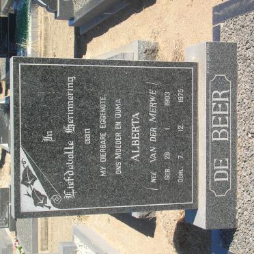 BEER Alberta, de nee VAN DER MERWE 1903-1975