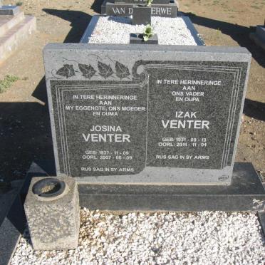 VENTER Izak 1931-2011 &amp; Josina 1937-2007