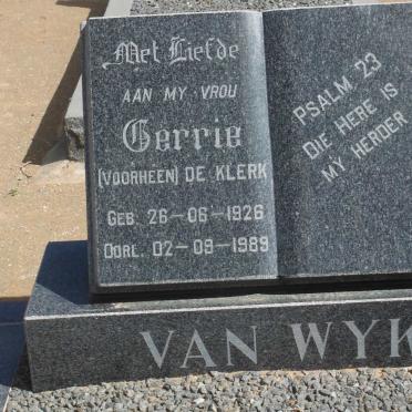 WYK Gerrie, van voorheen DE KLERK 1926-1989