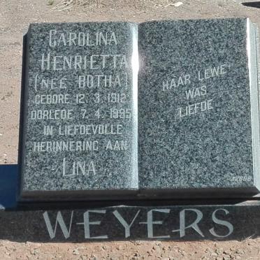 WEYERS Carolina Henrietta nee BOTHA 1912-1995