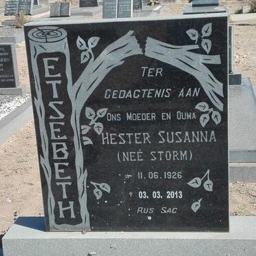 ETSEBETH Hester Susanna nee STORM 1926-2013