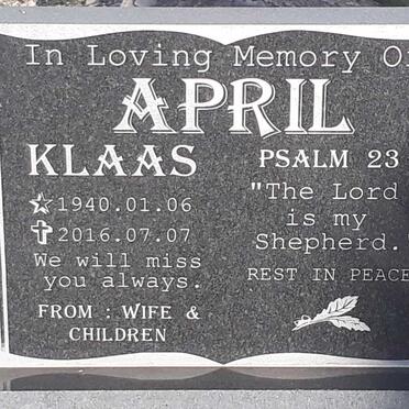 APRIL Klaas 1940-2016