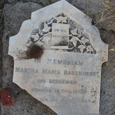 BADENHORST Martha Maria nee SCHOEMAN 1870-1924