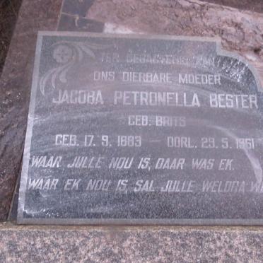BESTER Jacoba Petronella nee BRITS 1883-1961