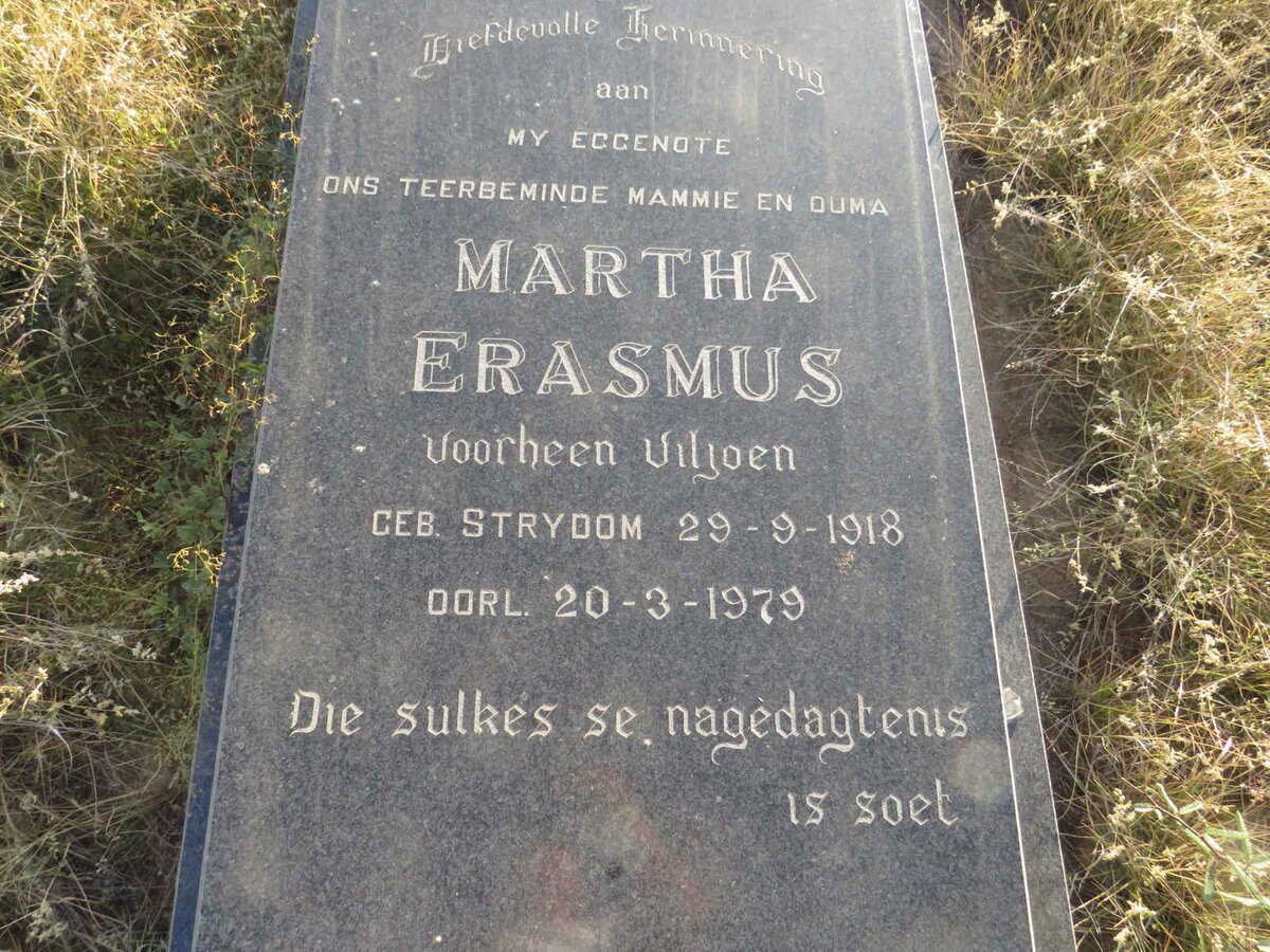 ERASMUS Martha voorheen VILJOEN nee STRYDOM 1918-1979