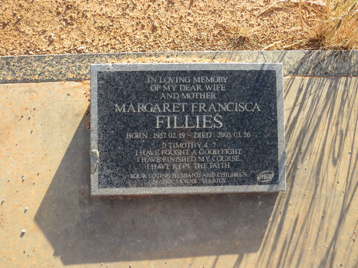 FILLIES Margaret Francisca 1957-2003