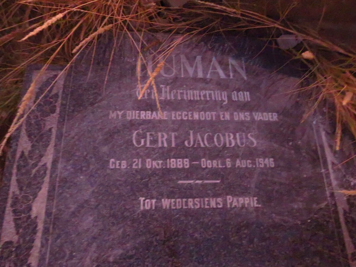 HUMAN Gert Jacobus 1888-1946