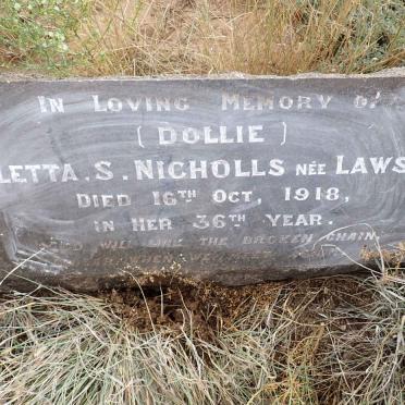 NICHOLLS Aletta S. nee LAWSON -1918