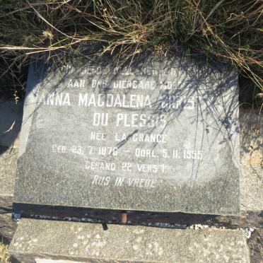 PLESSIS Anna Magdalena Christina, du nee LA GRANGE 1876-1955
