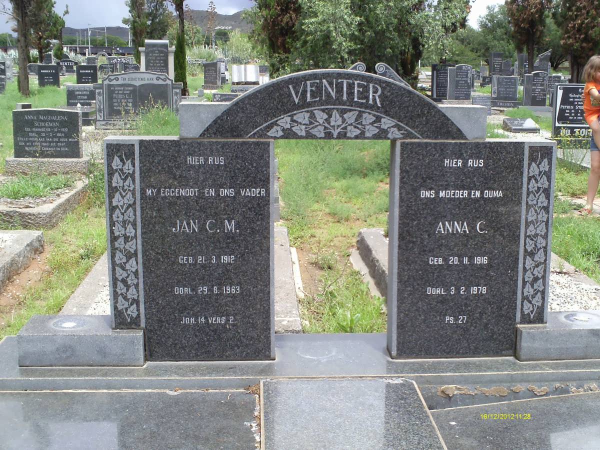 VENTER Jan C.M. 1912-1963 &amp; Anna C. 1916-1978