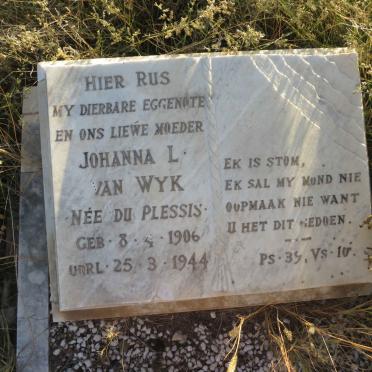 WYK Johanna L., van nee DU PLESSIS 1906-1944